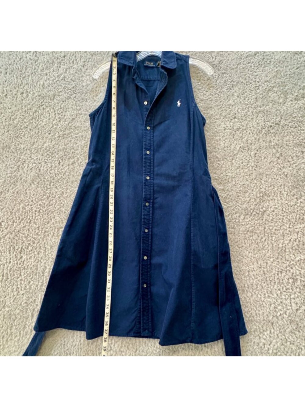 Polo Ralph Lauren Women's Shirt Dress Sleeveless Oxford Belted Navy Blue Preppy - Picture 8 of 10